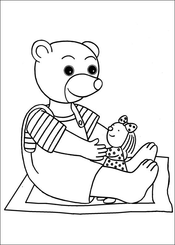 coloriage petit ours brun et son doudou